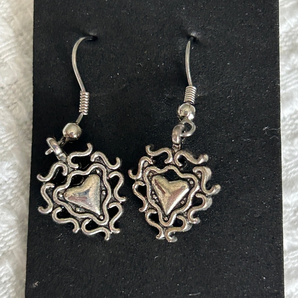 Tribal Heart Dangle Earrings